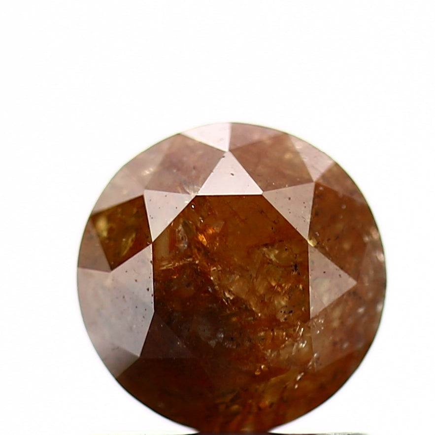 1.09 Carat Orange Rustic Round Shape Brilliant Cut Natural Loose Diamond